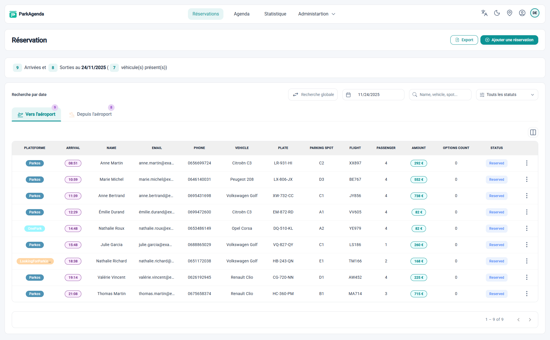 ParkAgenda Desktop Dashboard